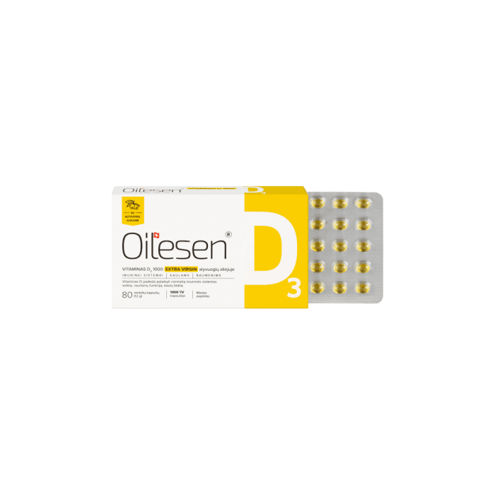 OILESEN VITAMINAS D3 1000, 80 minkštų kapsulių-1