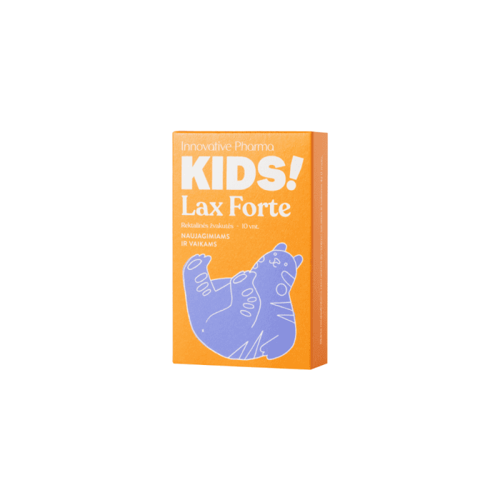 LAX FORTE KIDS rektalinės žvakutės žarnyno veiklai, 10 žvakučių
