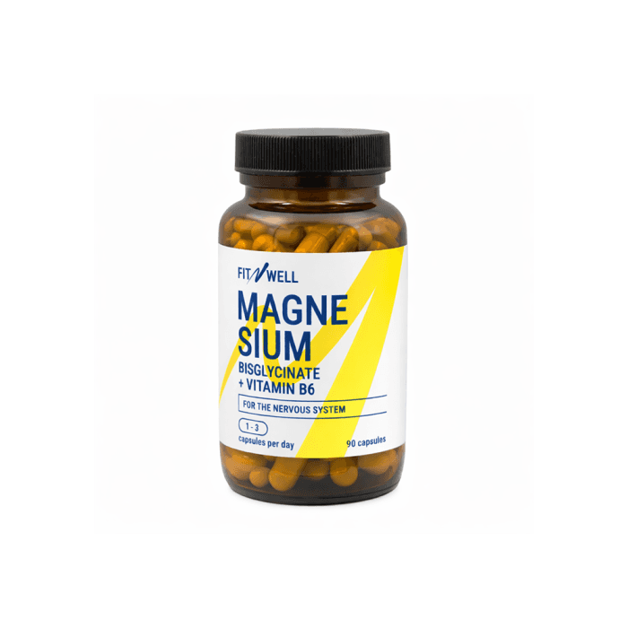 FITNWELL Magnesium Bisglycinate + Vitamin B6, 90 kapsulių