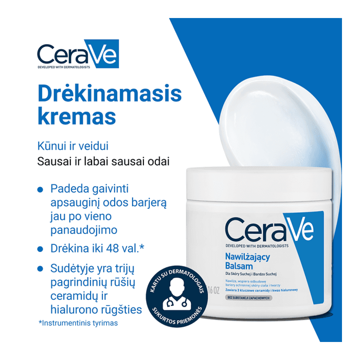 CERAVE drėkinamasis kremas sausai odai, 454 ml-1