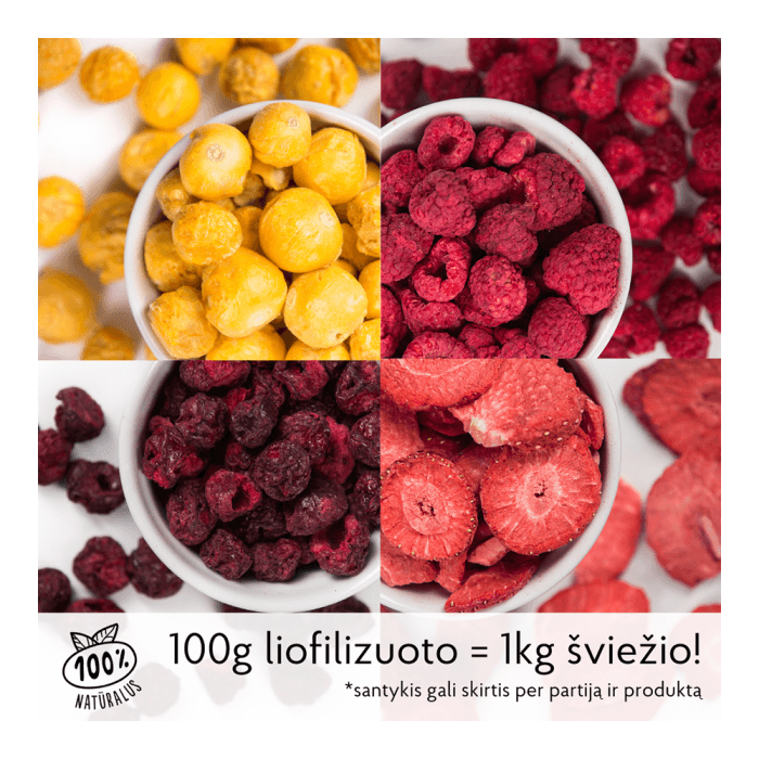 SUPERGARDEN šaltyje džiovintų uogų mišinys (avietės, braškės, dumplainis, vyšnios),, 25 g-1