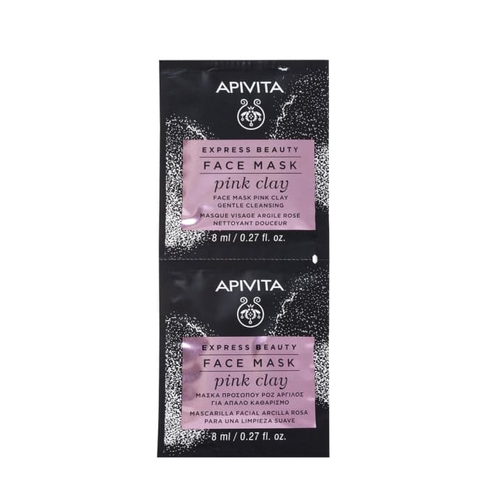 APIVITA valomoji veido kaukė su rausvuoju moliu EXPRESS BEAUTY, 2 vnt.