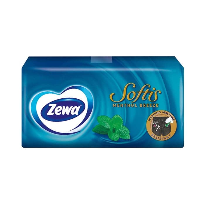 ZEWA vienkartinės nosinaitės SOFTIS MENTHOL, 4 sluoksnių, 9 vnt.