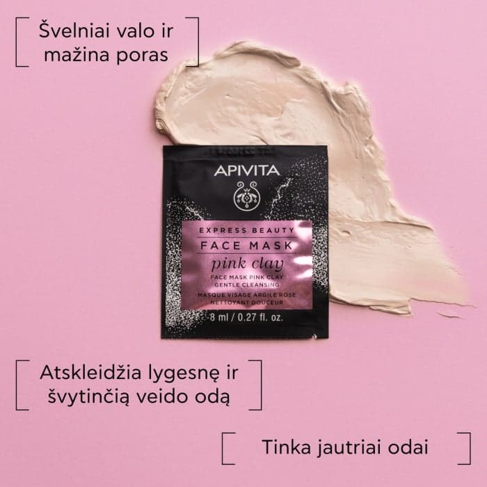 APIVITA valomoji veido kaukė su rausvuoju moliu EXPRESS BEAUTY, 2 vnt.-1