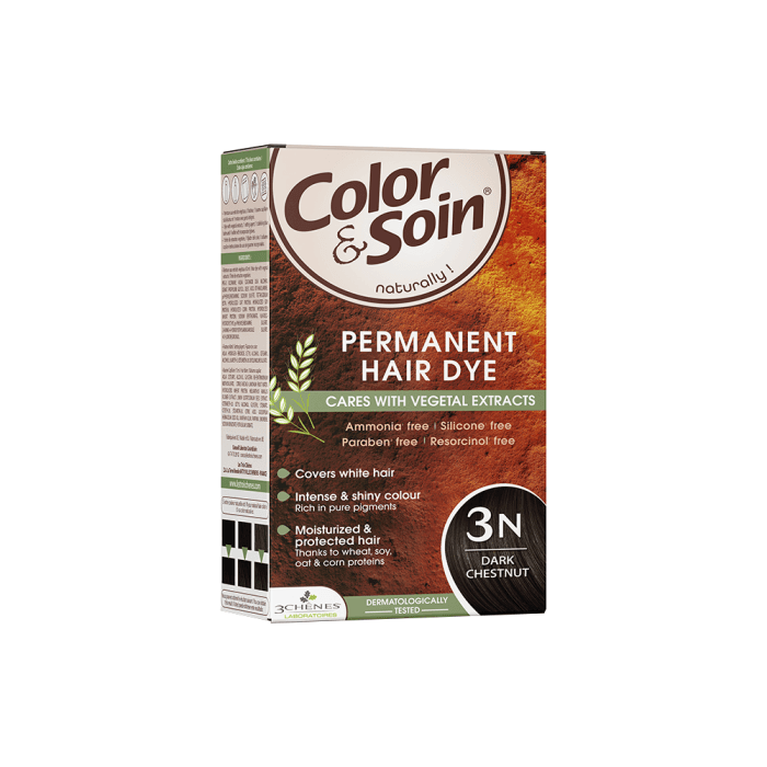 COLOR & SOIN plaukų dažai be amoniako 3N Dark Chestnut, 135 ml-1