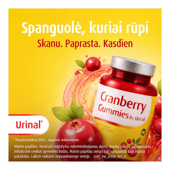 URINAL, Cranberry Gummies, 60 guminukų-1