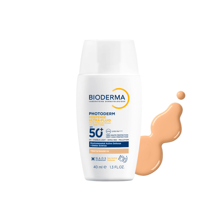 BIODERMA labai aukštos apsaugos ir itin lengvos tekstūros, detoksikuojantis fluidas nuo saulės ir taršos, su spalva T02, PHOTODERM XDEFENSE ULTRA-FLUID SPF50+, 40 ml-1