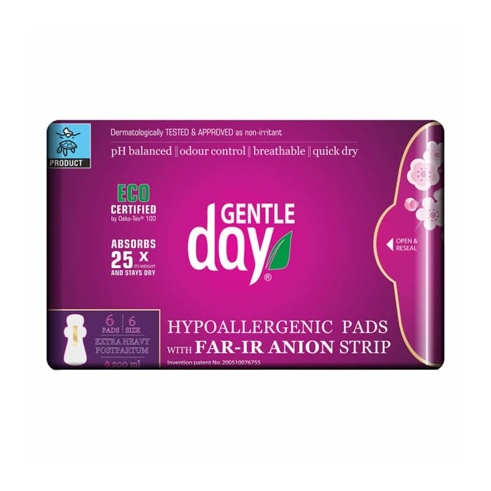GENTLE DAY ekologiški higieniniai paketai su anijonų juostele FAR-IR ANION, 6 vnt.