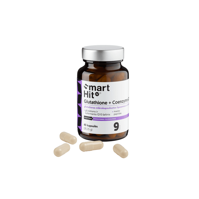 SmartHit IV, SMART HIT IV™, Glutathione + Coenzyme Q10, 45 kapsulių-1
