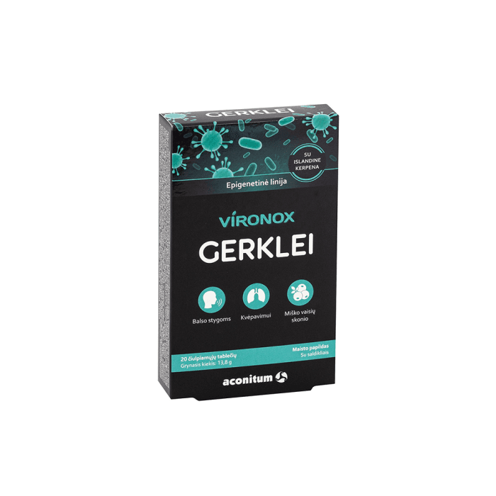 VIRONOX GERKLEI, 20 čiulpiamųjų tablečių-1