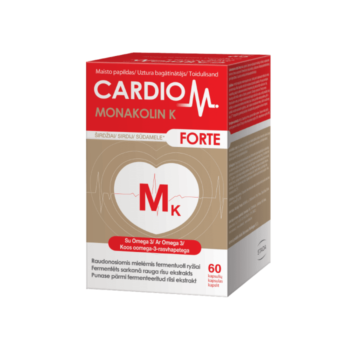 CARDIOM Monakolin K Forte (omega-3 ir monakolinas) Širdžiai, 60 kapsulių