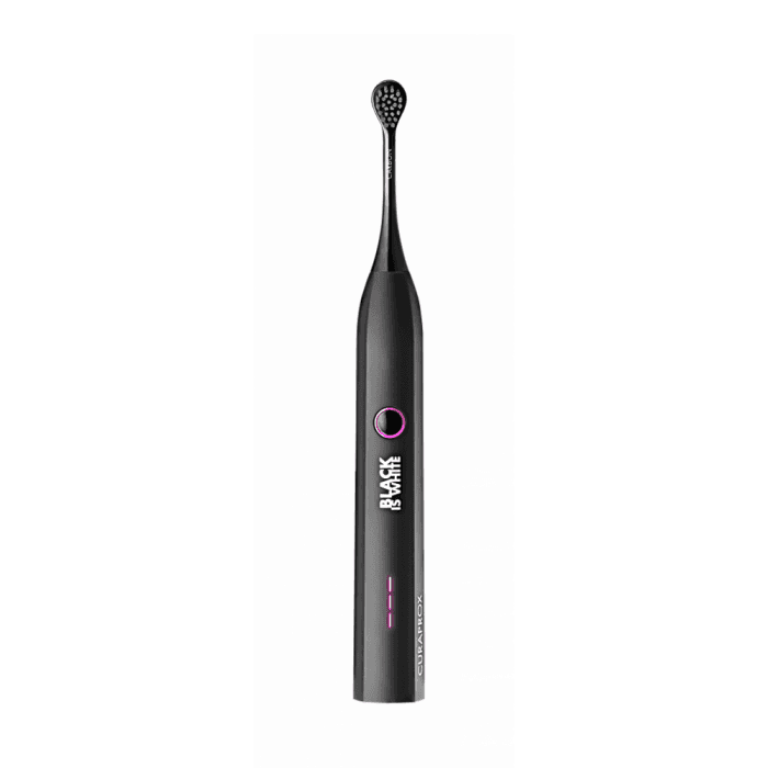 CURAPROX elektrinis dantų šepetėlis su balinančiomis galvutėmis HYDROSONIC BLACK IS WHITE, 1 vnt.