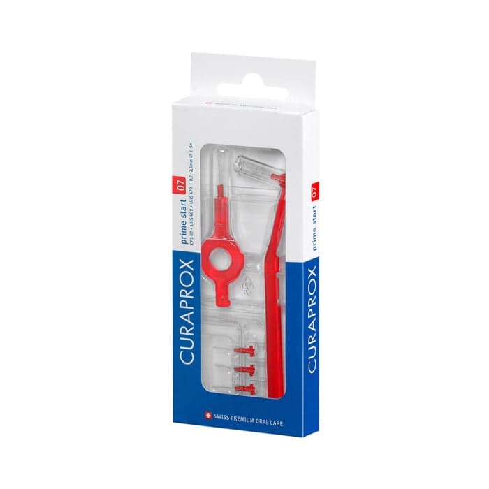 CURAPROX tarpdančių šepetėliai su žiediniu ir kampiniu koteliais CPS PRIME START,  0,7 mm, 5 vnt.