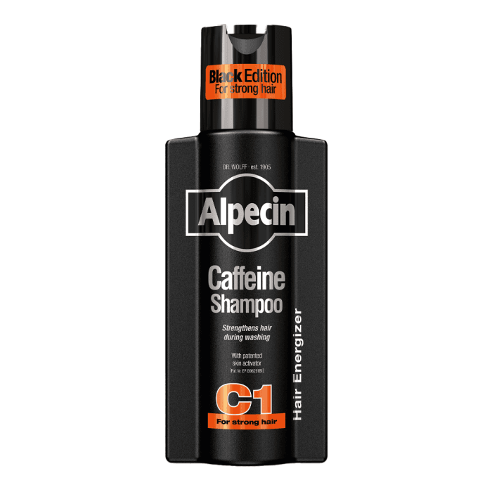 ALPECIN šampūnas su kofeinu nuo plaukų slinkimo BLACK EDITION, 250 ml