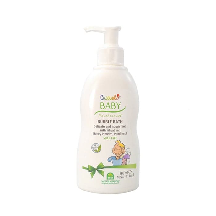 NATURA HOUSE švelnios vonios putos/dušo želė vaikams su kviečių gemalų ir ryžių proteinais, pantenoliu CUCCIOLO, nuo gimimo, 300 ml