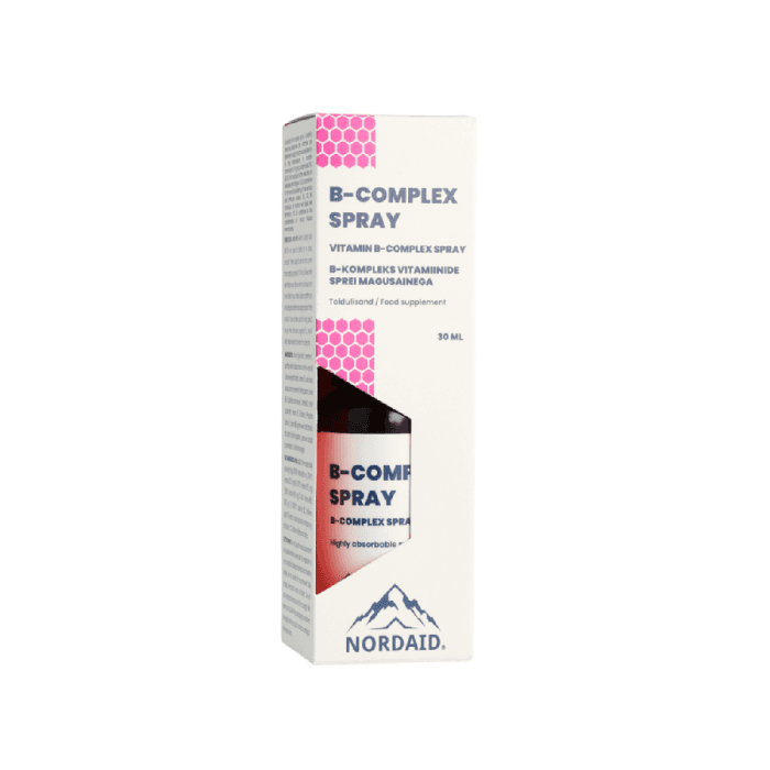 NORDAID B-COMPLEX SPRAY purškiamas vitaminų B kompleksas, 30 ml
