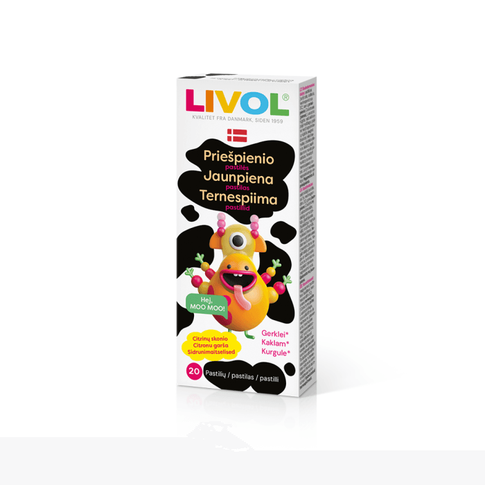 LIVOL Priešpienio pastilės, citrinų skonio, nuo 3 m., 20 pastilių-1