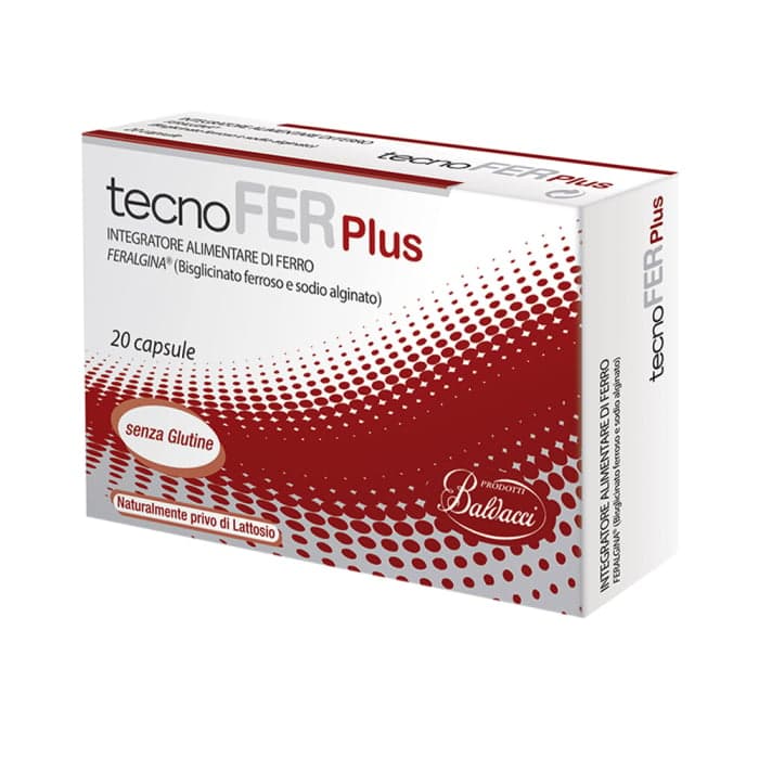 TECNOFER PLUS kapsulės (be glitimo ir laktozės), 20 kapsulių