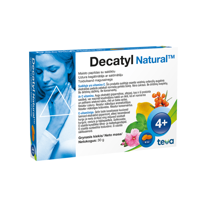 DECATYL NATURAL, 12 pastilių