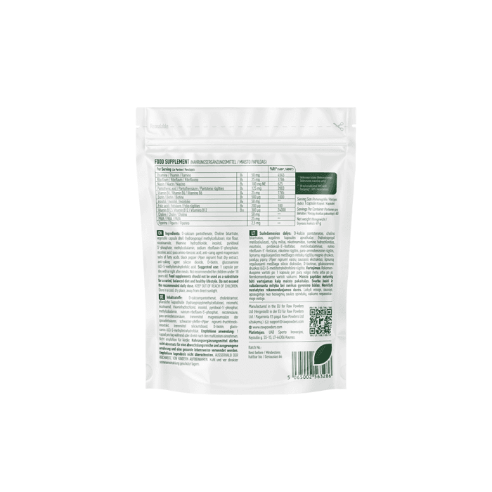 RAW POWDERS VITAMINO B KOMPLEKSAS, 60 kapsulių-1