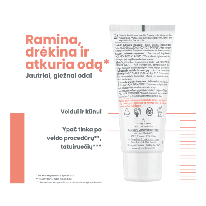EAU THERMALE AVÈNE atkuriamoji emulsija sudirgusiai odai CICALFATE, 40 ml-2