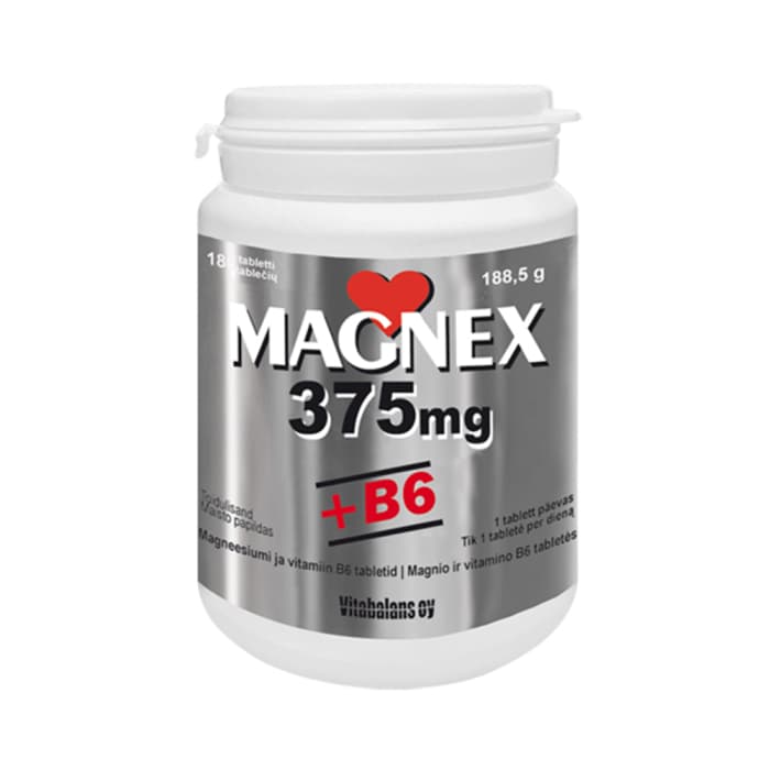 MAGNEX 375 MG + VITAMINAS B6, 180 tablečių