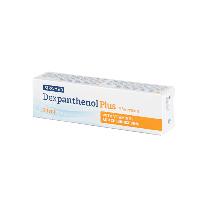 SIROMED kremas su B5 ir chlorheksidinu DEXPANTHENOL PLUS 5 %, 30 ml