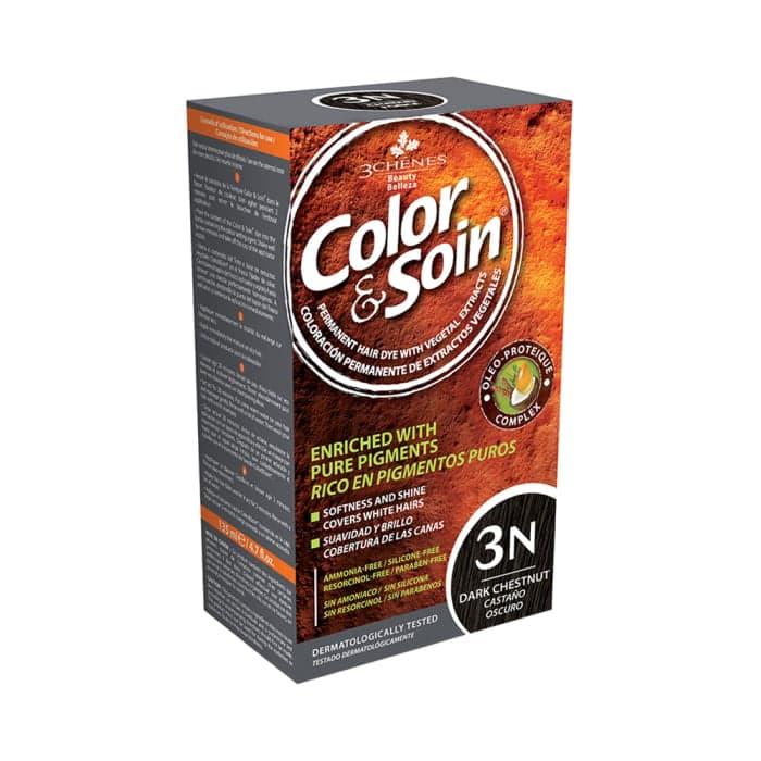 COLOR & SOIN plaukų dažai be amoniako 3N Dark Chestnut, 135 ml
