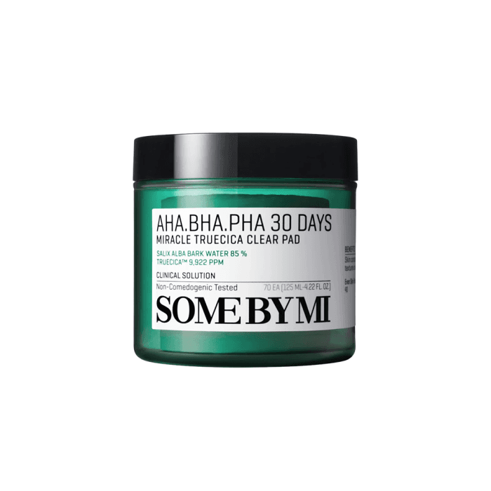 SOME BY MI, šveičiantys diskeliai su rūgštimis, AHA BHA PHA 30 Days Miracle Truecica, 70vnt., 125 ml
