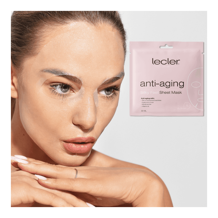 LECLER stangrinančios lakštinės veido kaukės ANTI-AGING (4+1 vnt.), 5 vnt.-1