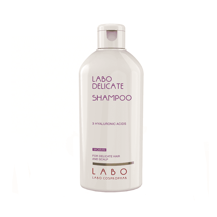 LABO DELICATE šampūnas moterims  su 3 hialurono rūgštimis jautriai galvos odai ir plaukams, 200 ml