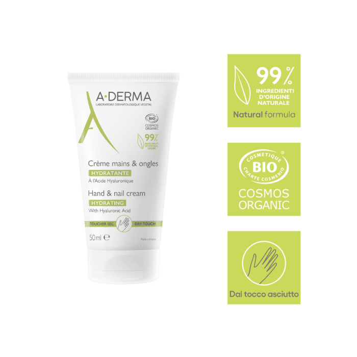 A-DERMA rankų ir nagų kremas su hialurono rūgštimi ESSENTIALS, 50 ml-2