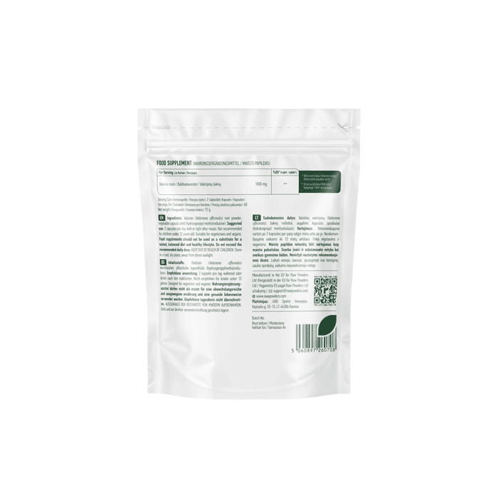 RAW POWDERS VALERIJONŲ ŠAKNYS, 500 MG, 120 kapsulių-1