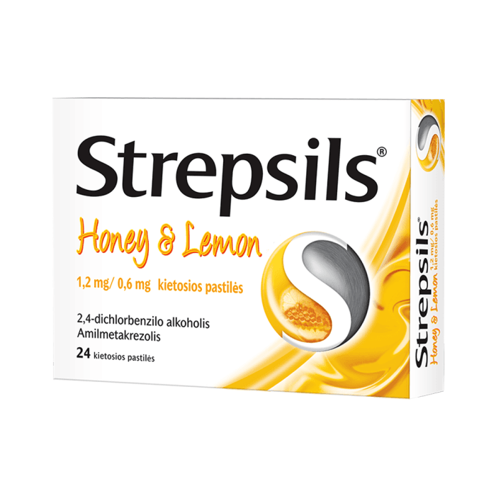 Strepsils Honey & Lemon 1,2 mg/0,6 mg, kietosios pastilės, N24-2