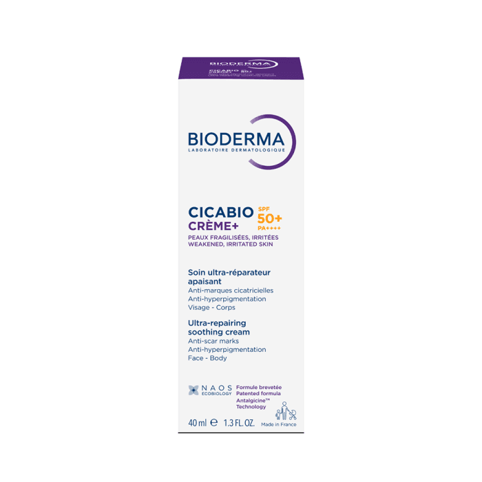 BIODERMA raminamasis kremas su aukšta apsauga nuo saulės CICABIO CREME+ SPF50+, 40 ml-1