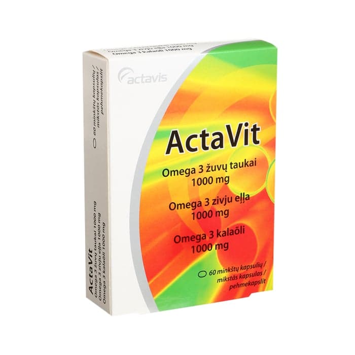 ACTAVIT žuvų taukai OMEGA 3 1000 mg, 60 kapsulių
