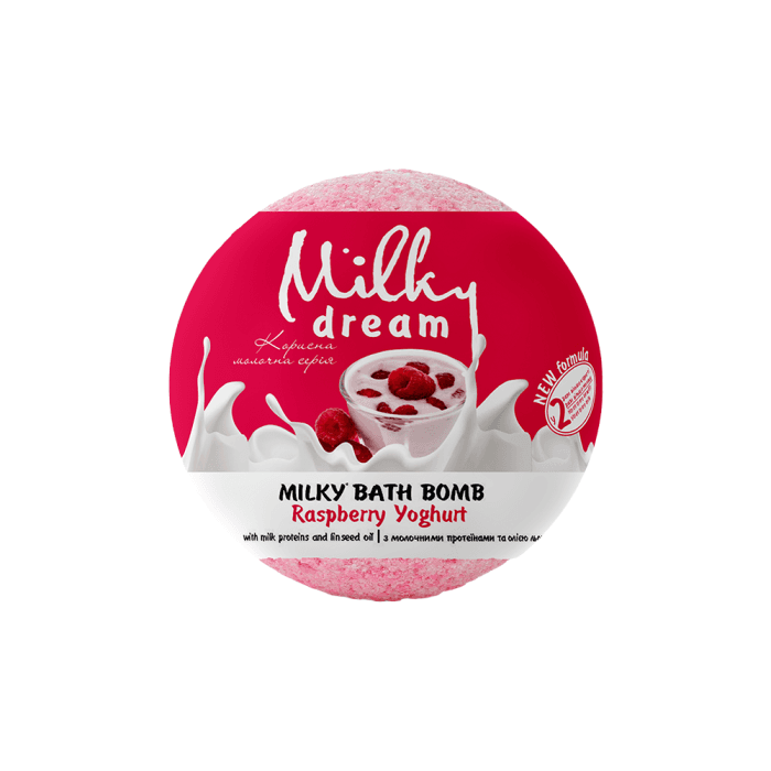 MILKY DREAM, Vonios burbulas Milky Avietės yoghurt, 100 g