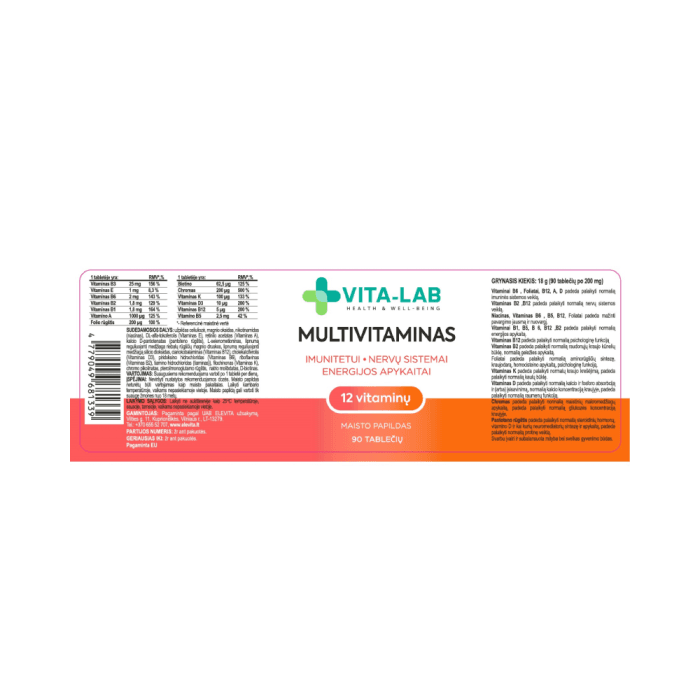 VITA-LAB, Multivitaminas 12 komponentų, 90 tablečių-1