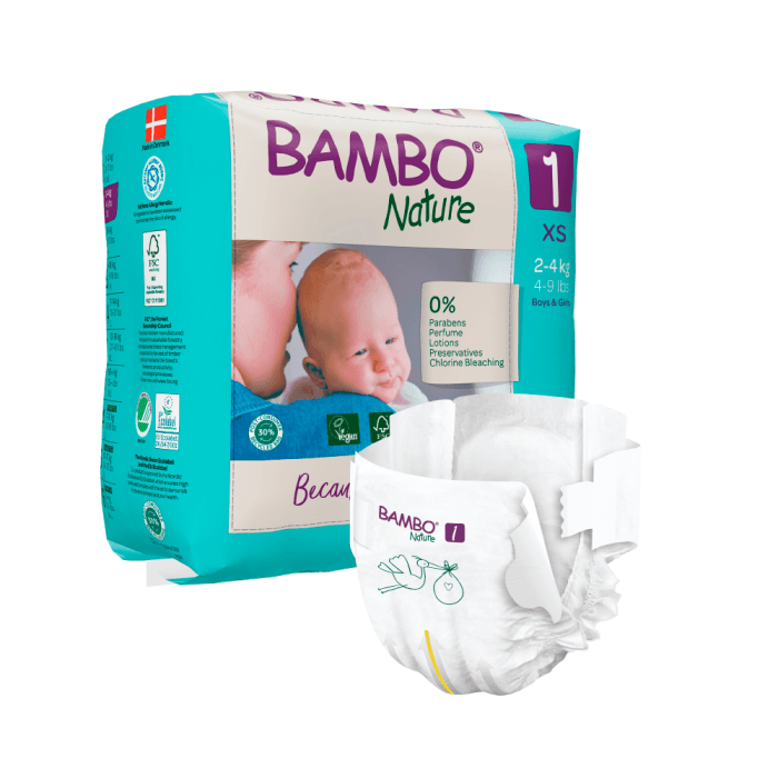 BAMBO  NATURE ekologiškos sauskelnės 1, 2–4 kg, LT-EKO-001, 22 vnt.-1