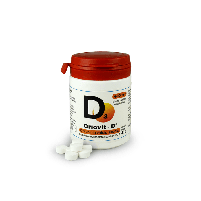 Oriovit-D 4000 TV, vitaminas D3, 100 kramtomųjų tablečių-1