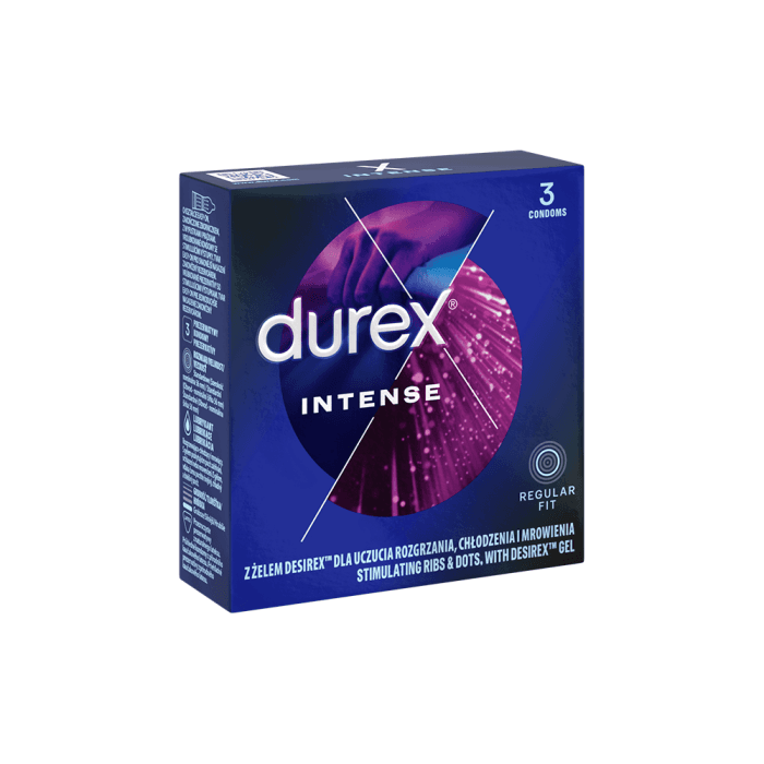 DUREX stimuliuojamieji prezervatyvai INTENSE, 56 mm, 3 vnt.-2