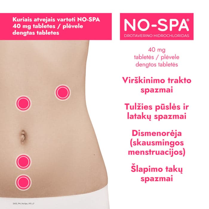 NO-SPA, 40 mg, plėvele dengtos tabletės, N24-2