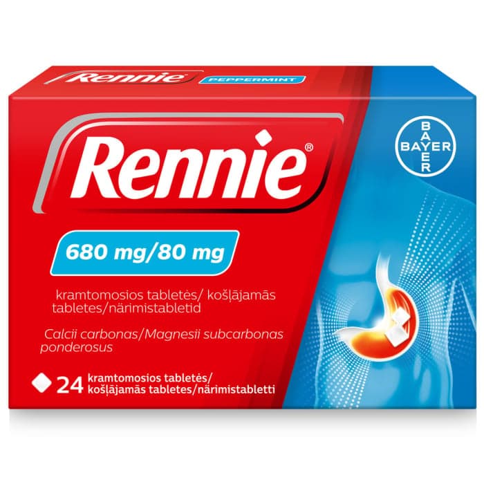 RENNIE, 680 mg / 80 mg, kramtomosios tabletės, N24