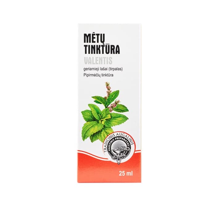 MĖTŲ TINKTŪRA VALENTIS, 25 ml, geriamieji lašai, tirpalas, N1-1