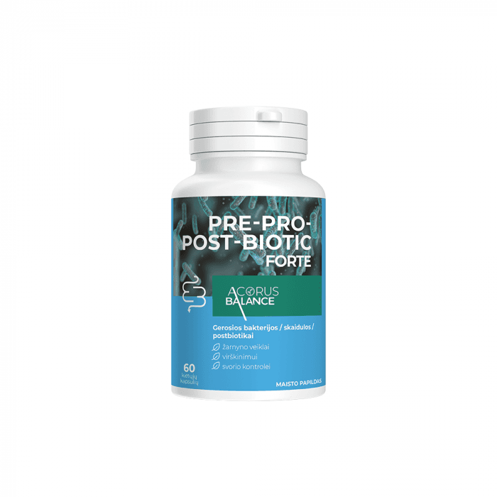 ACORUS BALANCE gerosios bakterijos PRE-PRO-POST-BIOTIC FORTE, 60 Kapsulės