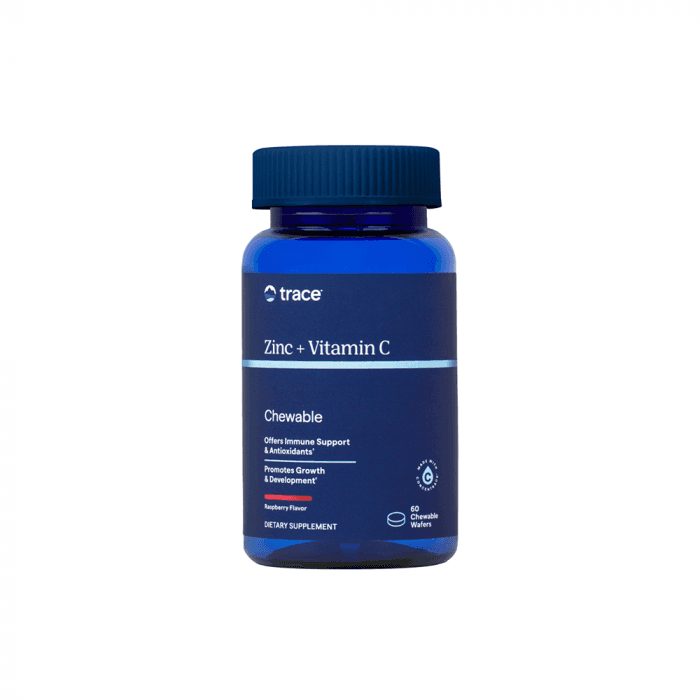 TRACE MINERALS Kramtomas zinc su vitaminu c, 60 kramtomosios tabletės