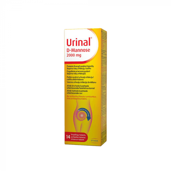 URINAL D-Mannose 2000mg, 14 šnypščiųjų tablečių