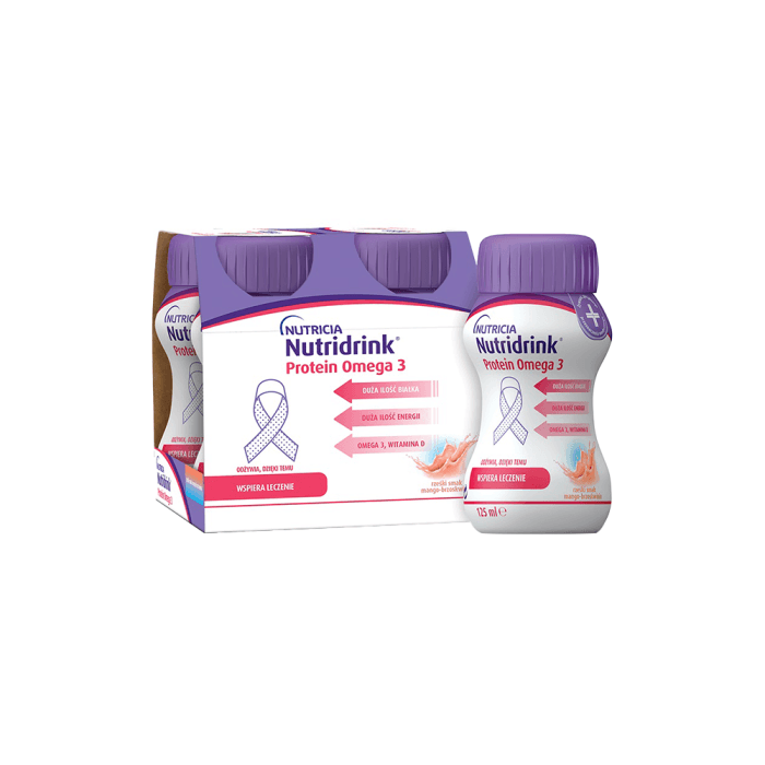 Nutridrink Protein Omega 3, mangų ir persikų skonio, 4X125ml, 4 vnt.
