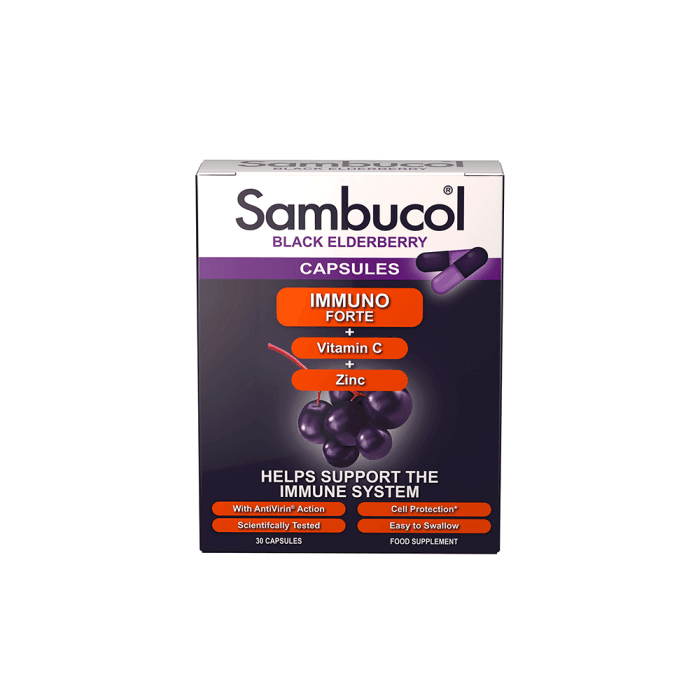 Sambucol Immuno Forte juoduogio šeivamedžio, 30 kapsulių-1
