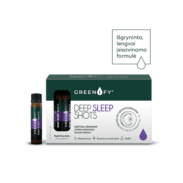 GREENIFY Deep Sleep Shots, kokybiškam miegui ir atsipalaidavimui, 10 buteliukų-1